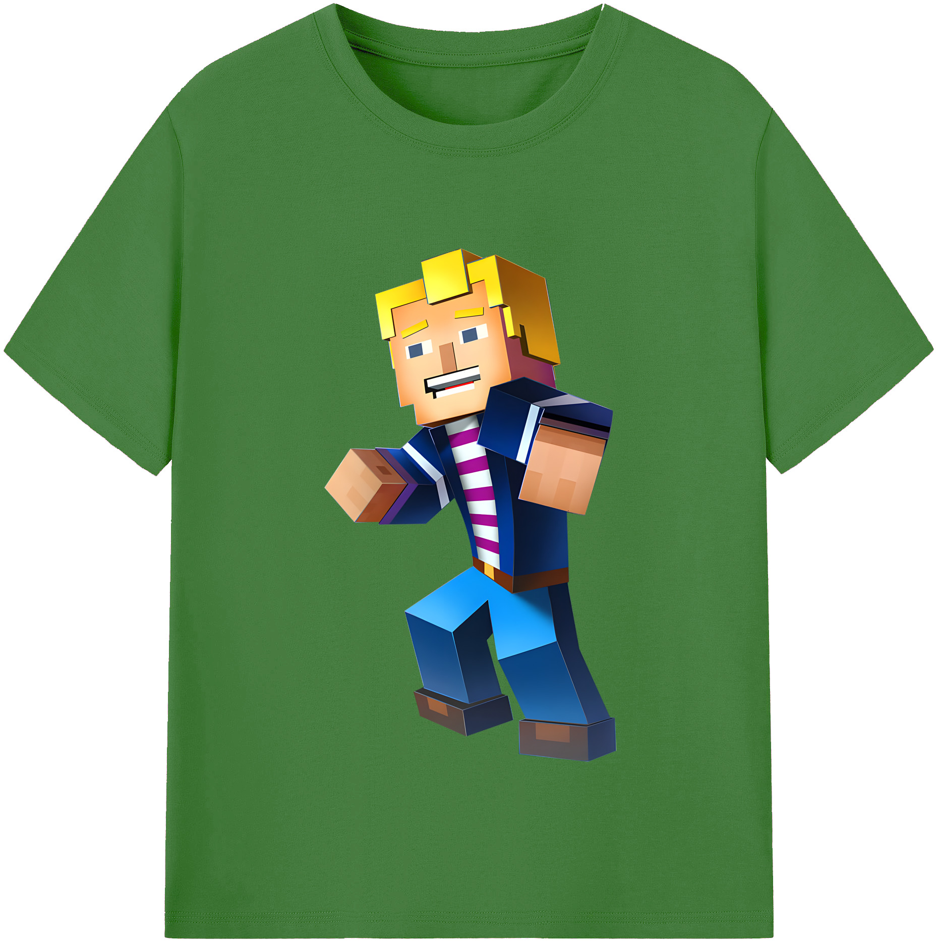（画像用） マインクラフト ブロックの世界 Minecraft MC Block world レディースカジュアルプリントTシャツ（綿100％）
